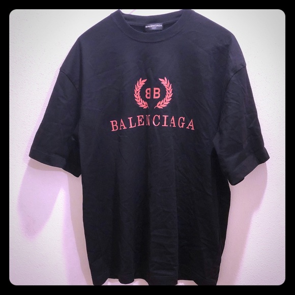 balenciaga t shirt black and red